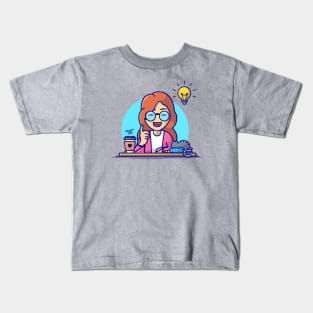 Women Brainstorming Cartoon Vector Icon Illustration Kids T-Shirt